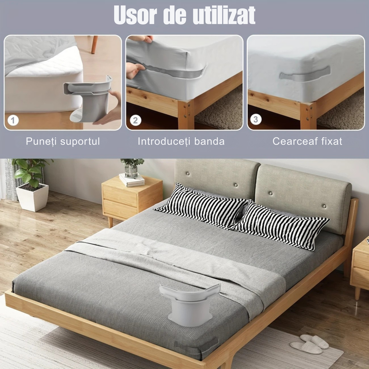 FixCearceaf™ – Set 4 Suporturi pentru Fixarea Perfectă a Cearsafului