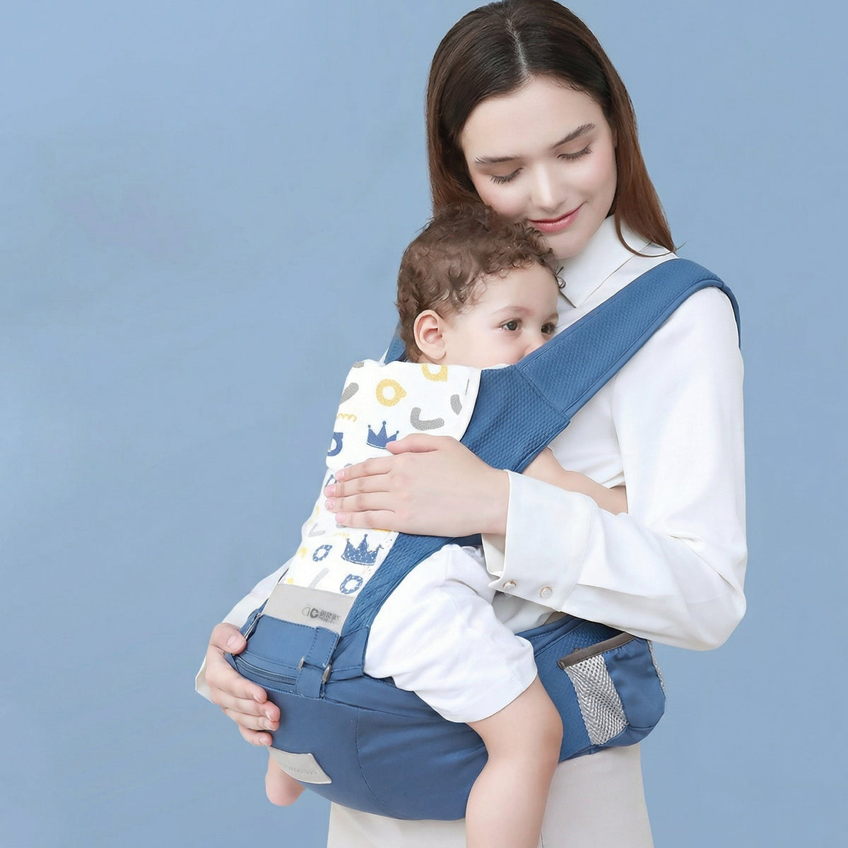 Marsupiu Ergonomic pentru Bebeluși cu Scaun pe Șold, din Bumbac 100%, Respirabil și Ușor, pentru 0–36 luni, Certificat Conform Standardelor de Siguranță, Purtare în mai Multe Poziții, Susține până la 30 kg