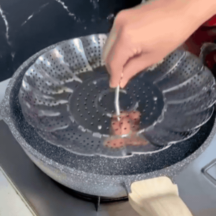 Coș de Abur Pliabil din Oțel Inoxidabil, Extensibi