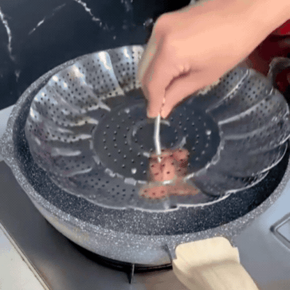 Coș de Abur Pliabil din Oțel Inoxidabil, Extensibi