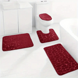 Set 4 Covorașe de Baie Antiderapante, Roșu – Ofertele Zilei