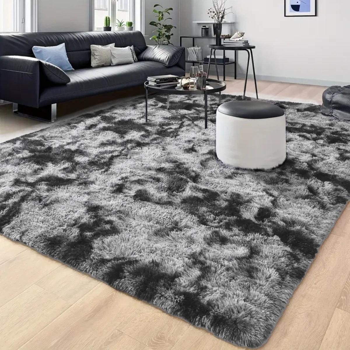 Covor Pufos Premium, Negru-Gri 200x280cm