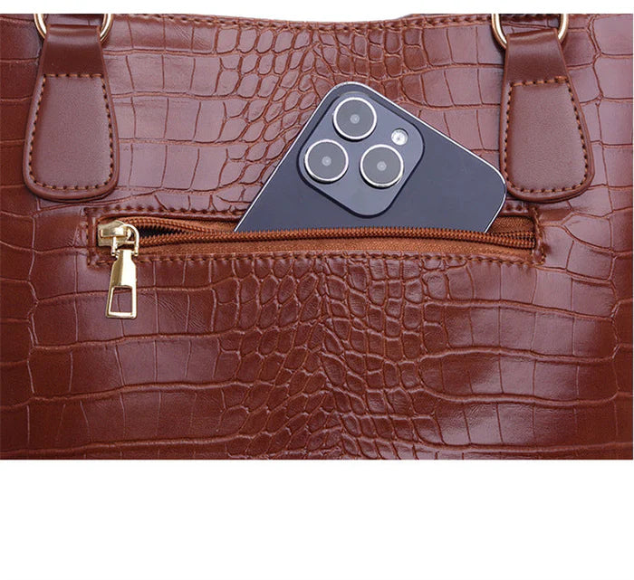 Set 6 Genti Vintage din Piele Ecologică Rosu