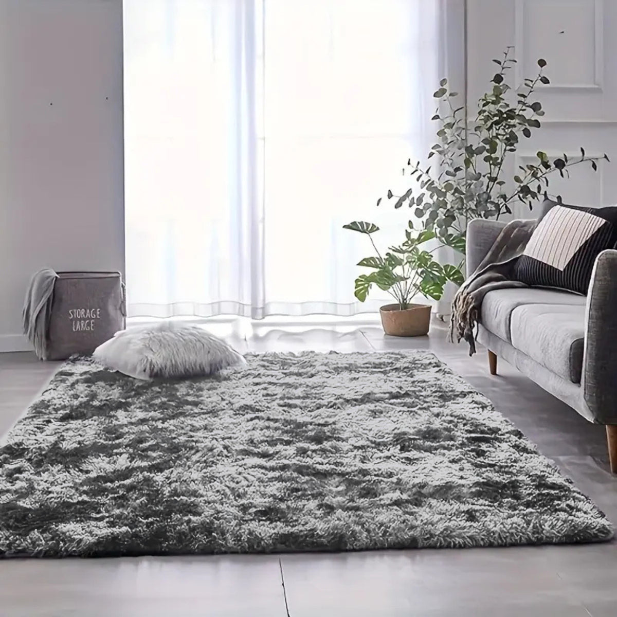 Covor Pufos Premium, Negru-Gri 200x280cm