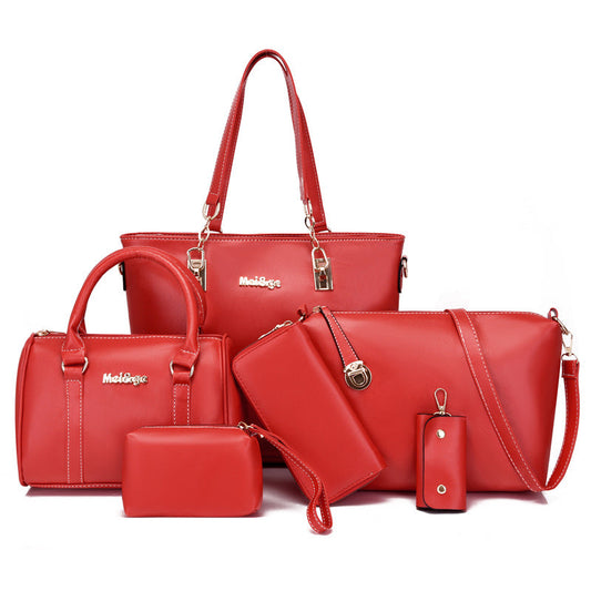 Set 6 Genti din Piele Ecologica, Model Lucios, Rosu