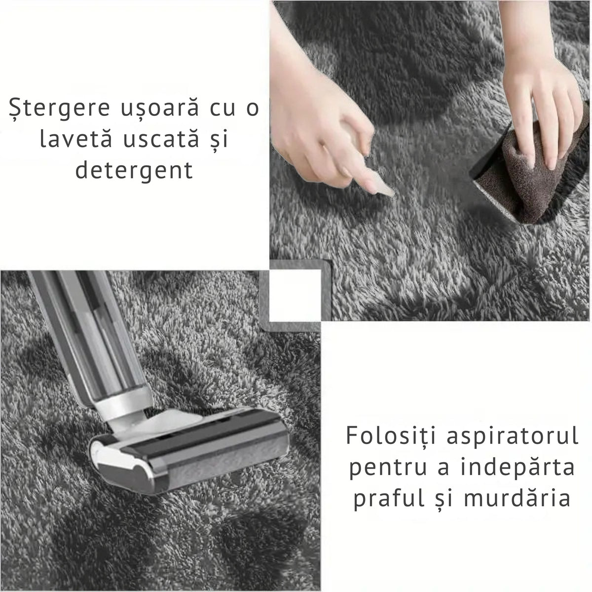 Covor Pufos Premium, Negru-Gri 200x280cm