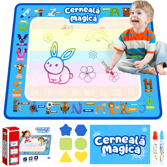 Covoraș Magic™ – Set pentru Desen Fără Murdărie cu Apă + 7 Markere Cadou