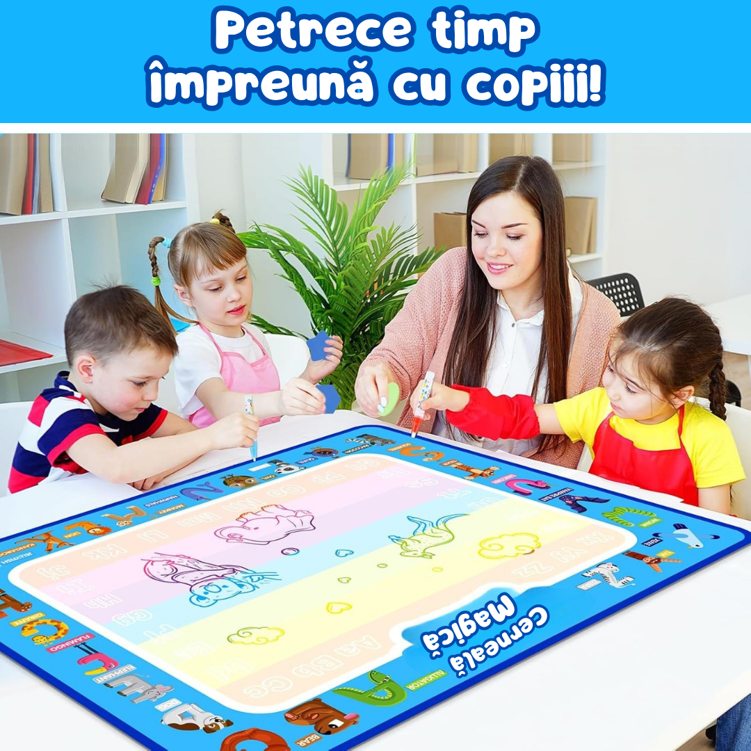 Covoraș Magic™ – Set pentru Desen Fără Murdărie cu Apă + 7 Markere Cadou