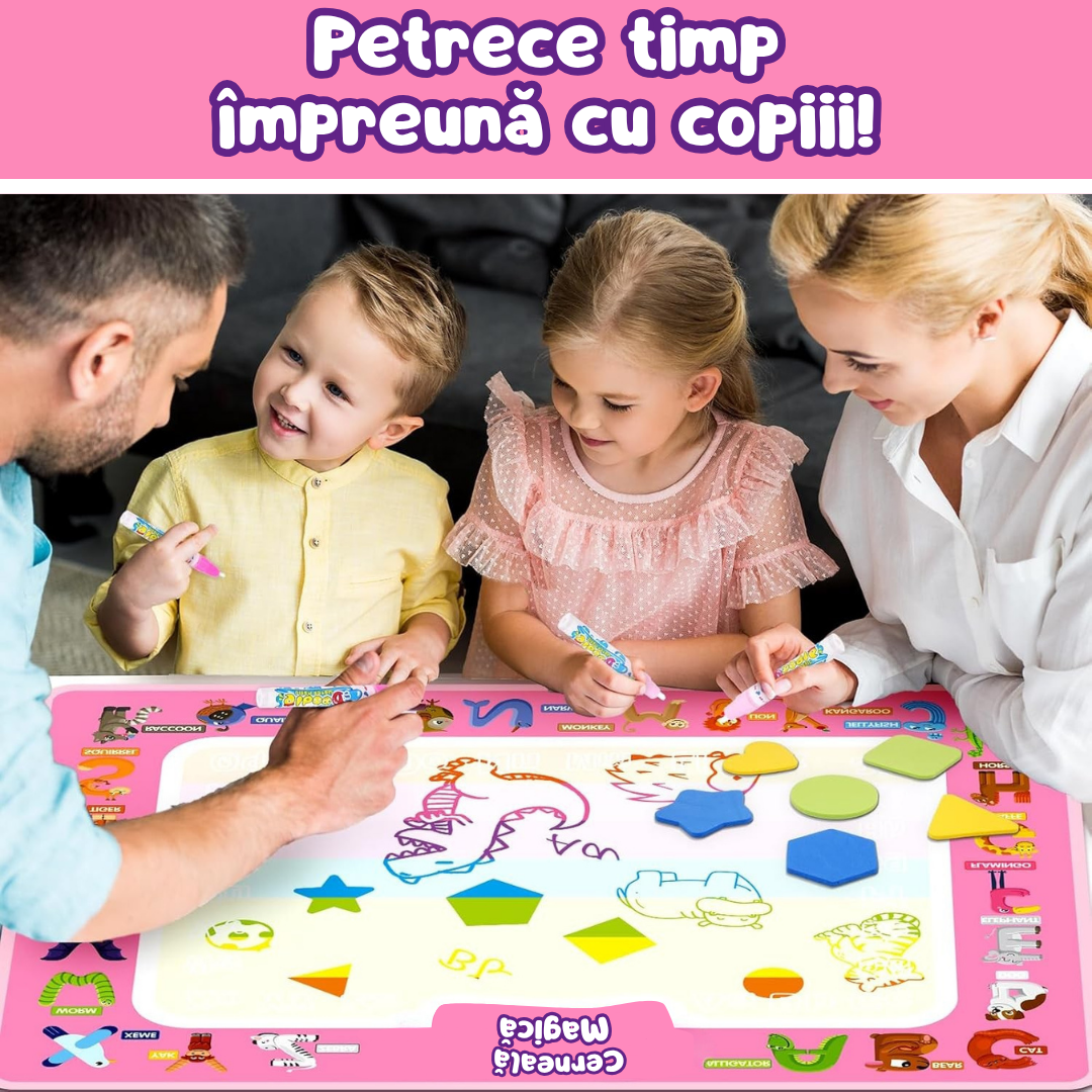 Covoraș Magic™ – Set pentru Desen Fără Murdărie cu Apă + 3 Markere Cadou