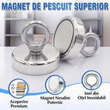 Magnet Super Puternic pentru Pescuit și Recuperare Obiecte, cu Orificiu Îngropat și Inel de Prindere