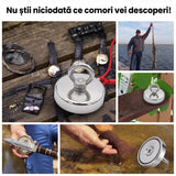 Magnet Super Puternic pentru Pescuit și Recuperare Obiecte, cu Orificiu Îngropat și Inel de Prindere