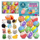 MagicBath Surprise™ – Set 12 Bombe Efervescente de Baie pentru Copii cu Jucării Surpriză