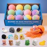 MagicBath Surprise™ – Set 12 Bombe Efervescente de Baie pentru Copii cu Jucării Surpriză