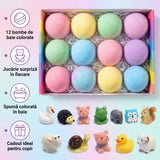 MagicBath Surprise™ – Set 12 Bombe Efervescente de Baie pentru Copii cu Jucării Surpriză