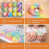 MagicBath Surprise™ – Set 12 Bombe Efervescente de Baie pentru Copii cu Jucării Surpriză