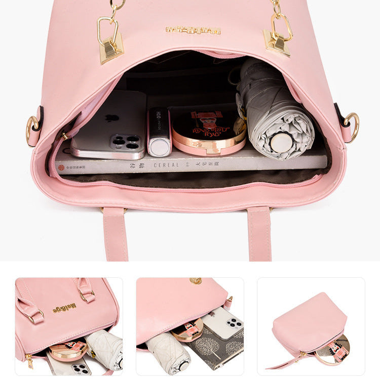 Set 6 Genti din Piele Ecologica, Model Lucios, Roz-pal