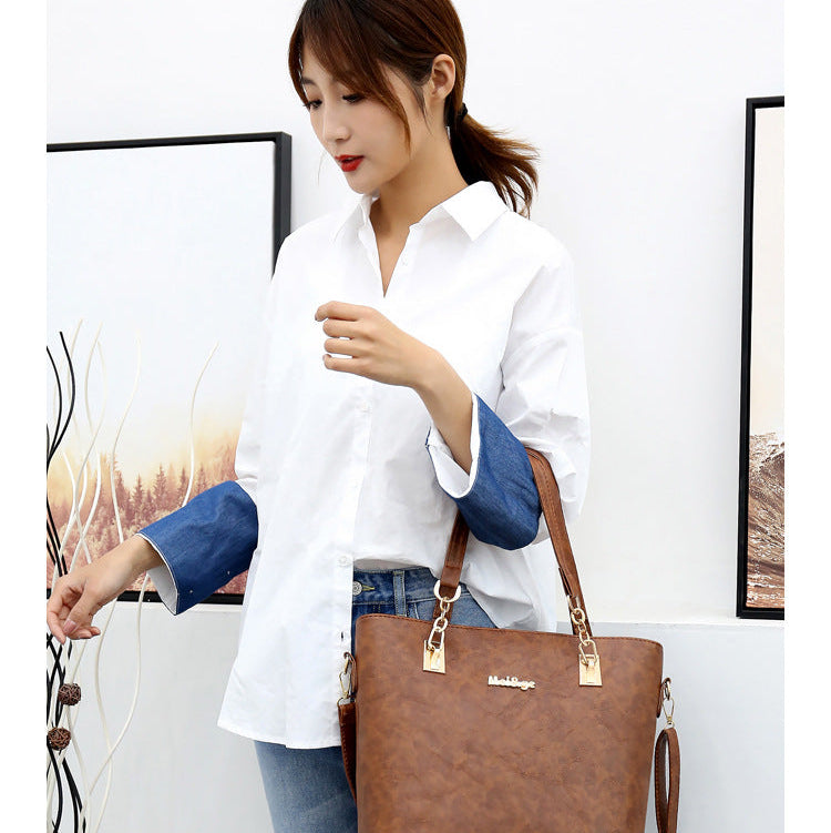 Set 6 Genti din Piele Ecologica, Model Texturat, Negru