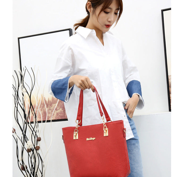 Set 6 Genti din Piele Ecologica, Model Texturat, Rosu