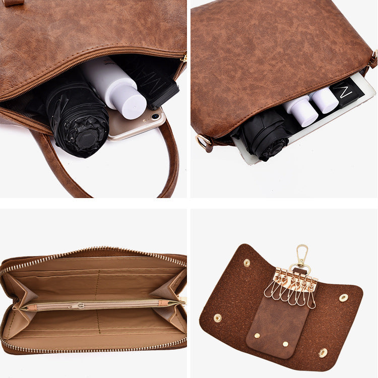 Set 6 Genti din Piele Ecologica, Model Texturat, Rosu