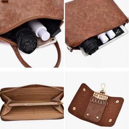 Set 6 Genti din Piele Ecologica, Model Texturat, Rosu