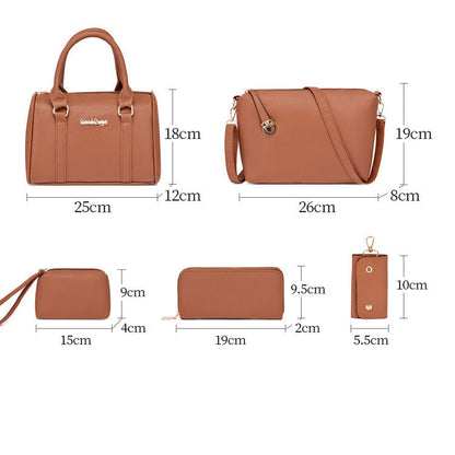 Set 6 Genti din Piele Ecologica, Model Granulat, Rosu