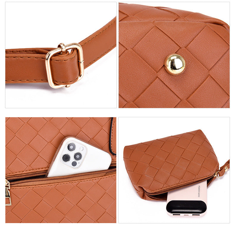 Set 6 Genti din Piele Ecologica, Model Impletit, Negru