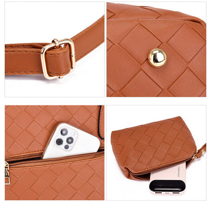 Set 6 Genti din Piele Ecologica, Model Impletit, Negru