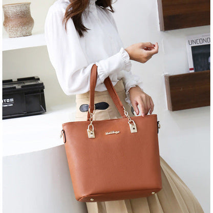 Set 6 Genti din Piele Ecologica, Model Granulat, Cognac