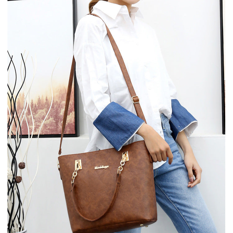 Set 6 Genti din Piele Ecologica, Model Texturat, Negru