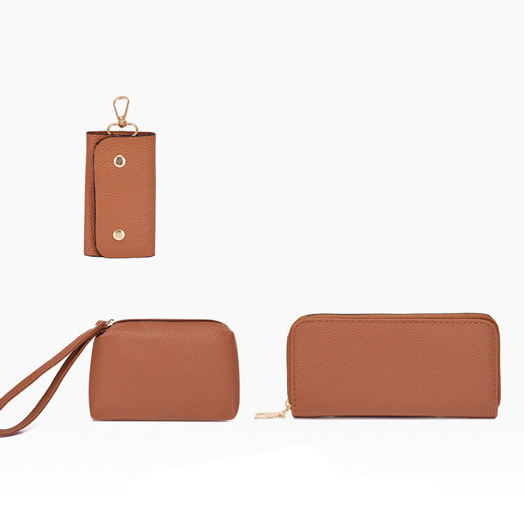 Set 6 Genti din Piele Ecologica, Model Granulat, Cognac