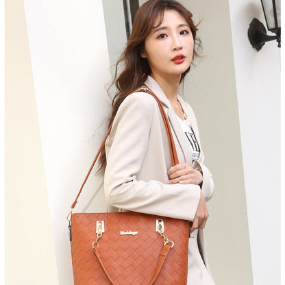 Set 6 Genti din Piele Ecologica, Model Impletit, Visiniu