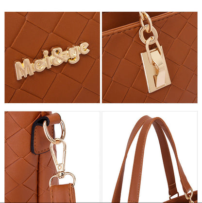 Set 6 Genti din Piele Ecologica, Model Impletit, Negru