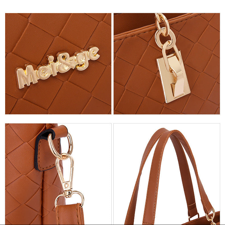 Set 6 Genti din Piele Ecologica, Model Impletit, Visiniu