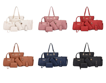 Set 6 Genti din Piele Ecologica, Model Granulat, Rosu