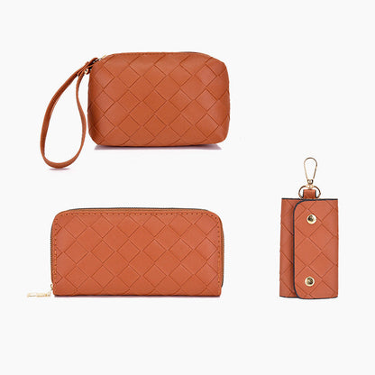 Set 6 Genti din Piele Ecologica, Model Impletit, Visiniu