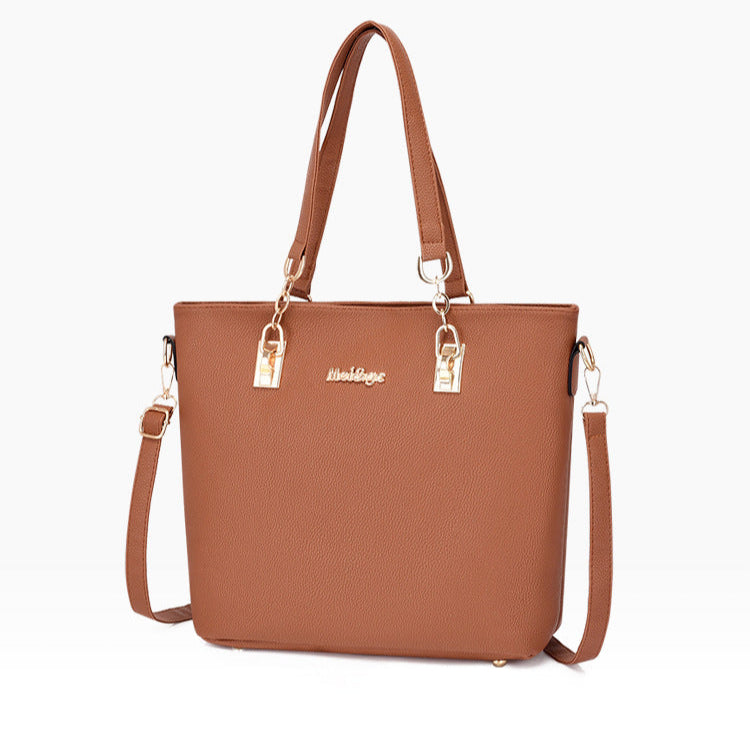 Set 6 Genti din Piele Ecologica, Model Granulat, Cognac