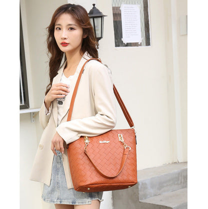 Set 6 Genti din Piele Ecologica, Model Impletit, Visiniu