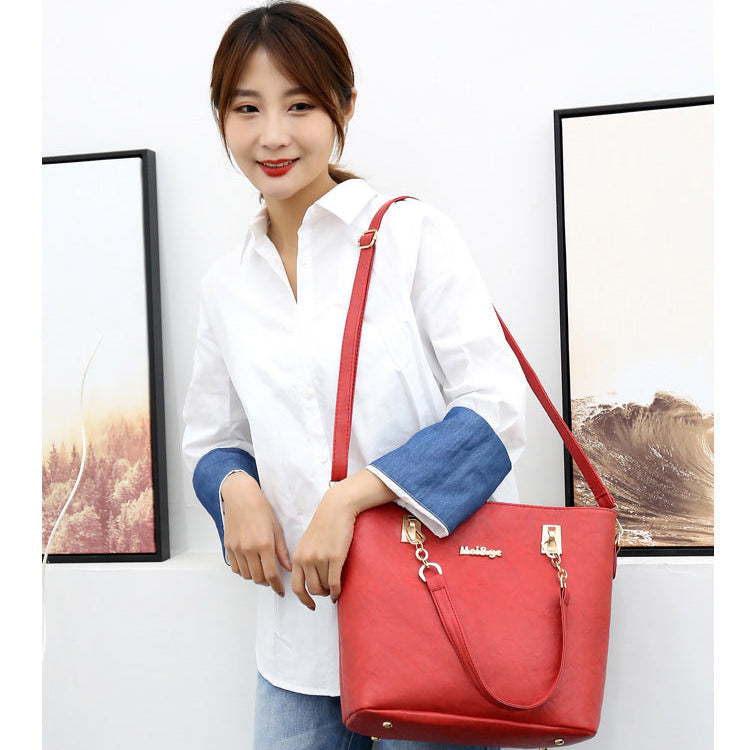 Set 6 Genti din Piele Ecologica, Model Texturat, Negru