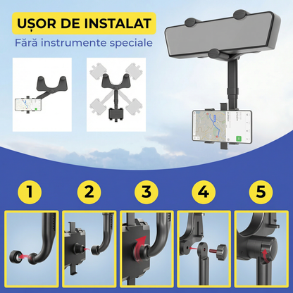 Suport Auto pentru Telefon Rotativ 360° și Retractabil