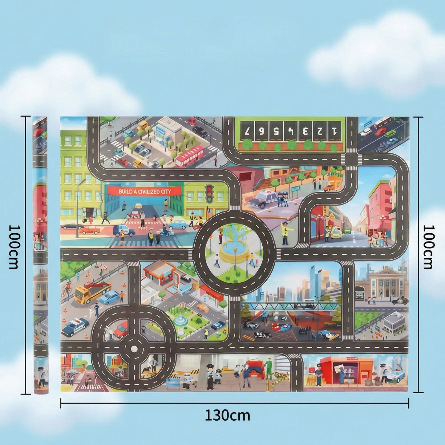Covorașe de Joc cu Tematică Urbană 130×100 CM