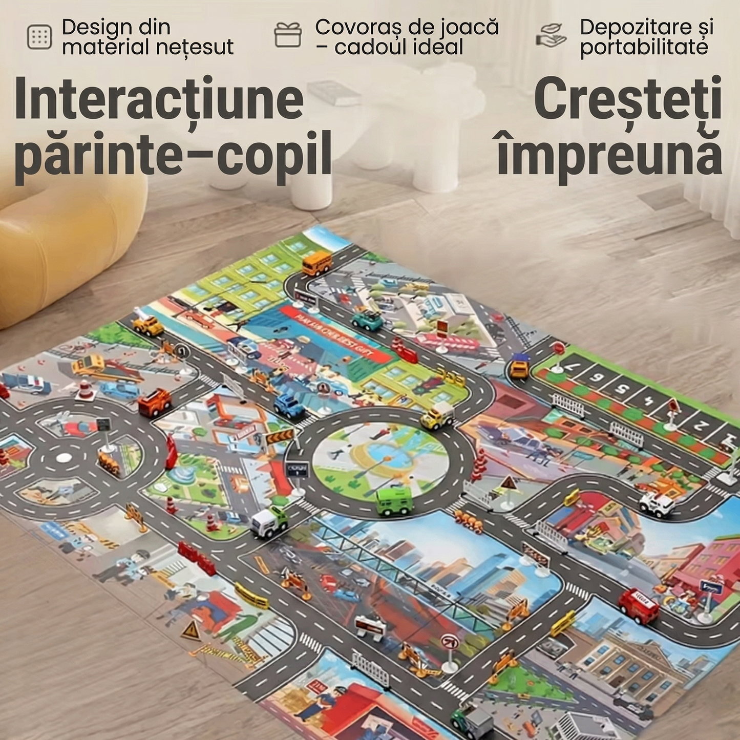 Covorașe de Joc cu Tematică Urbană 130×100 CM