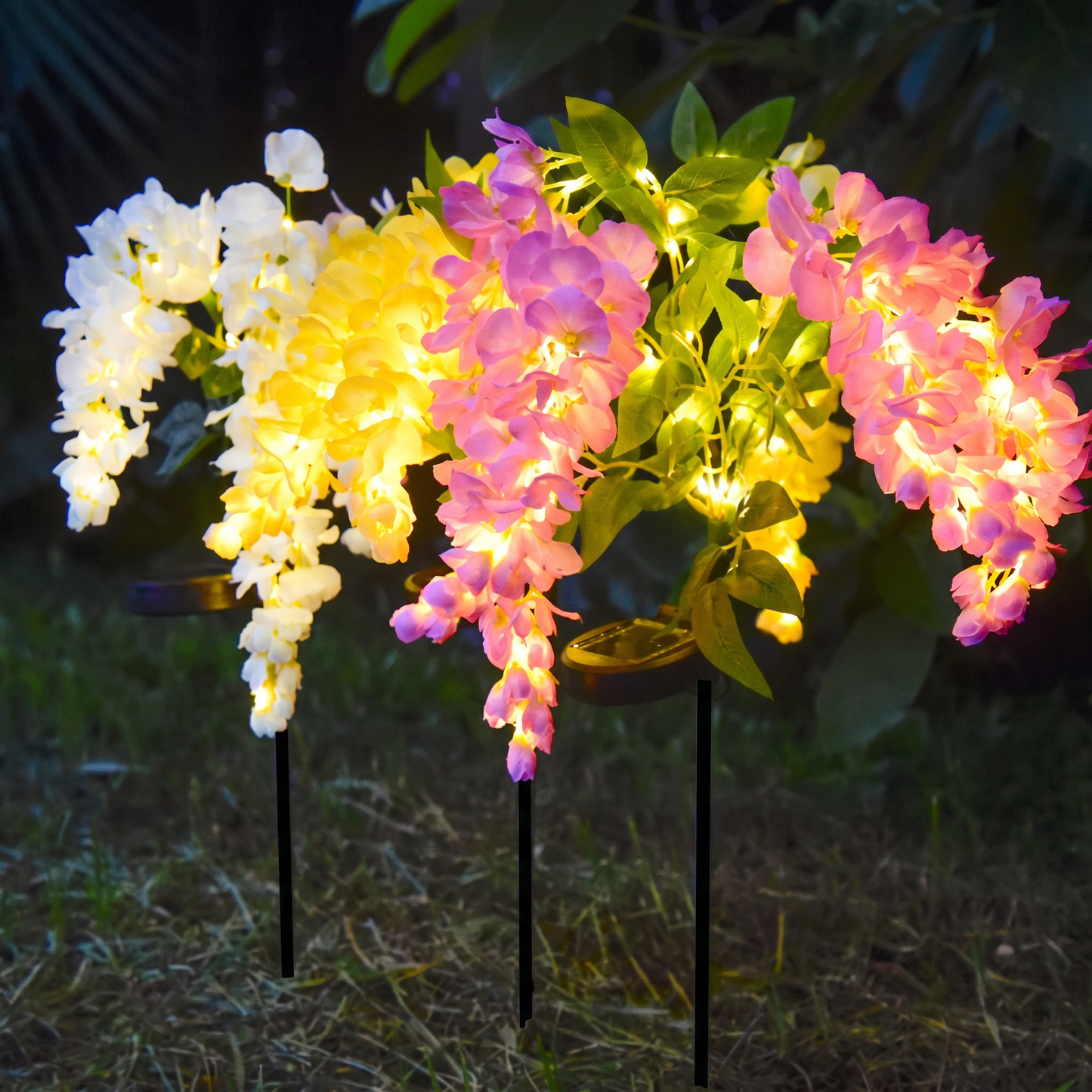 Set 2 Lămpi Solare LED Decorative Tip Flori Căzătoare