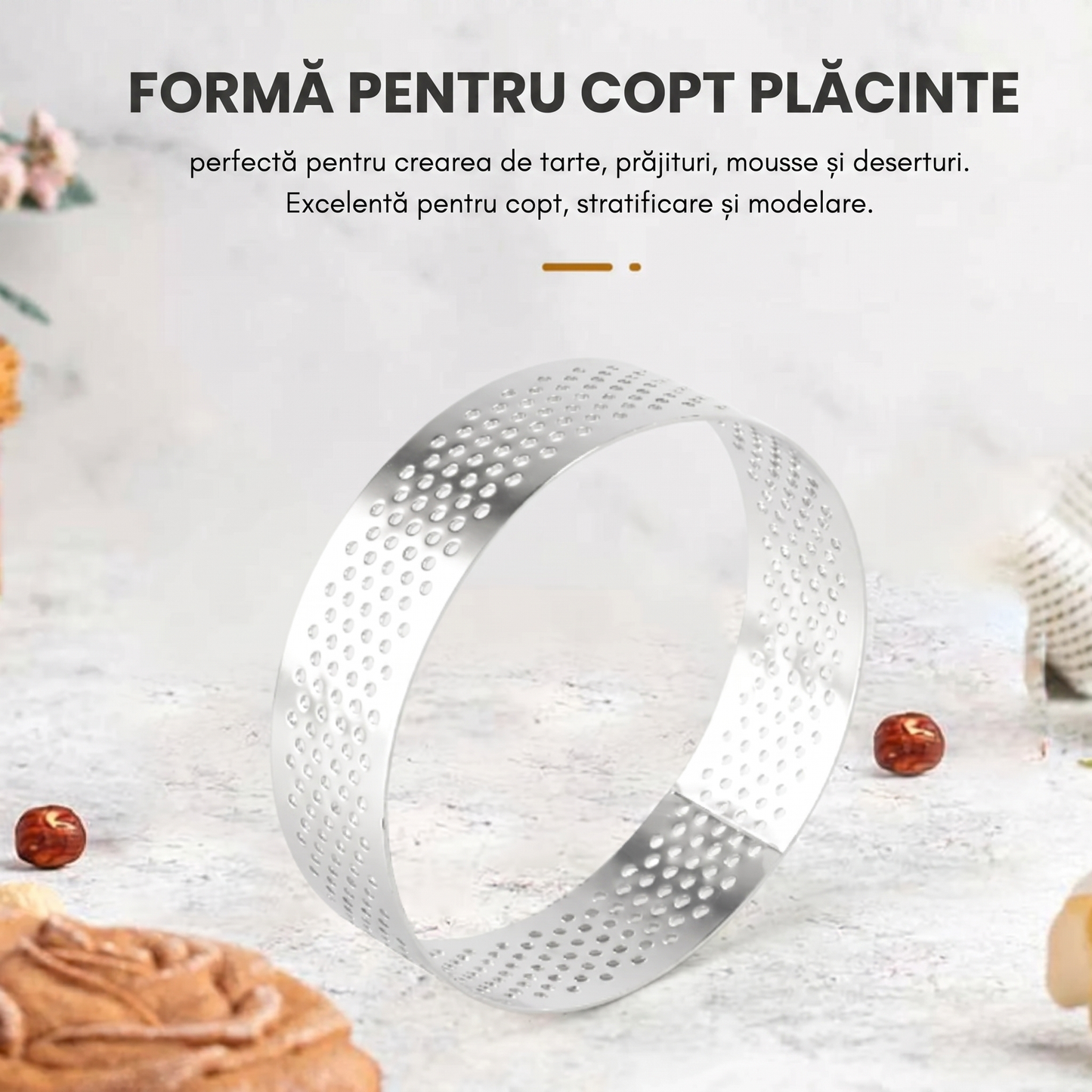 Set 10 Forme pentru Prajituri și Tartă din Oțel Inoxidabil
