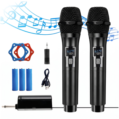 Set Microfoane Wireless Dinamice cu 2 Microfoane și Accesorii