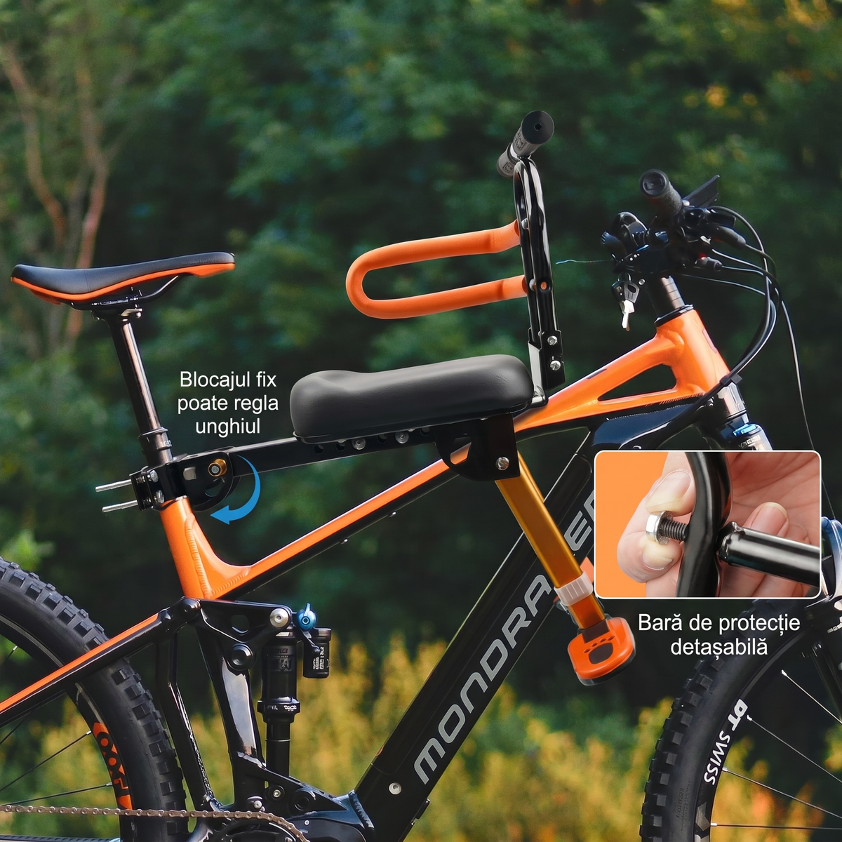 Scaun pentru Copii de Bicicletă cu Bară de Siguranță (2–6 ani)