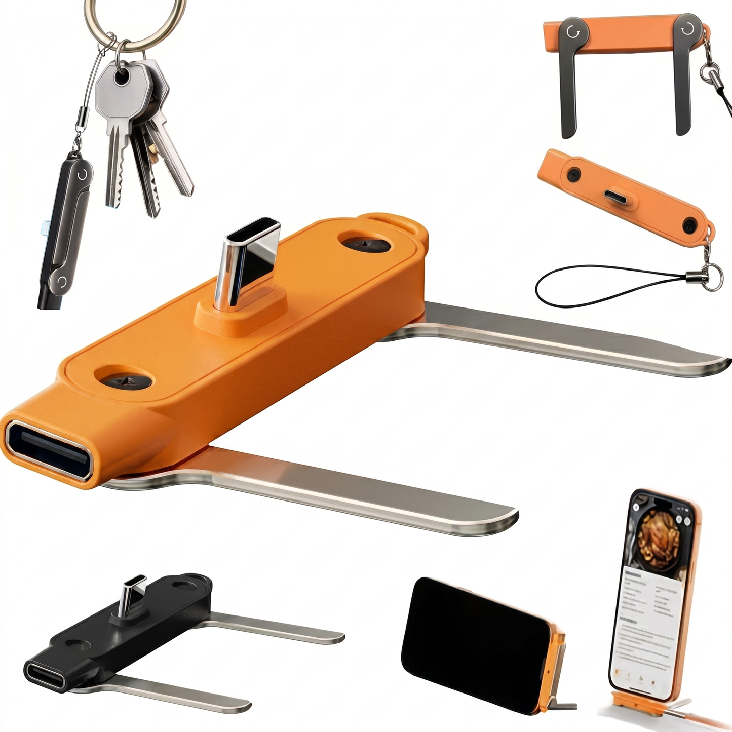 Adaptor Type-C cu Suport Rotativ 360°