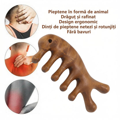 Pieptene Gua Sha din Lemn de Santal