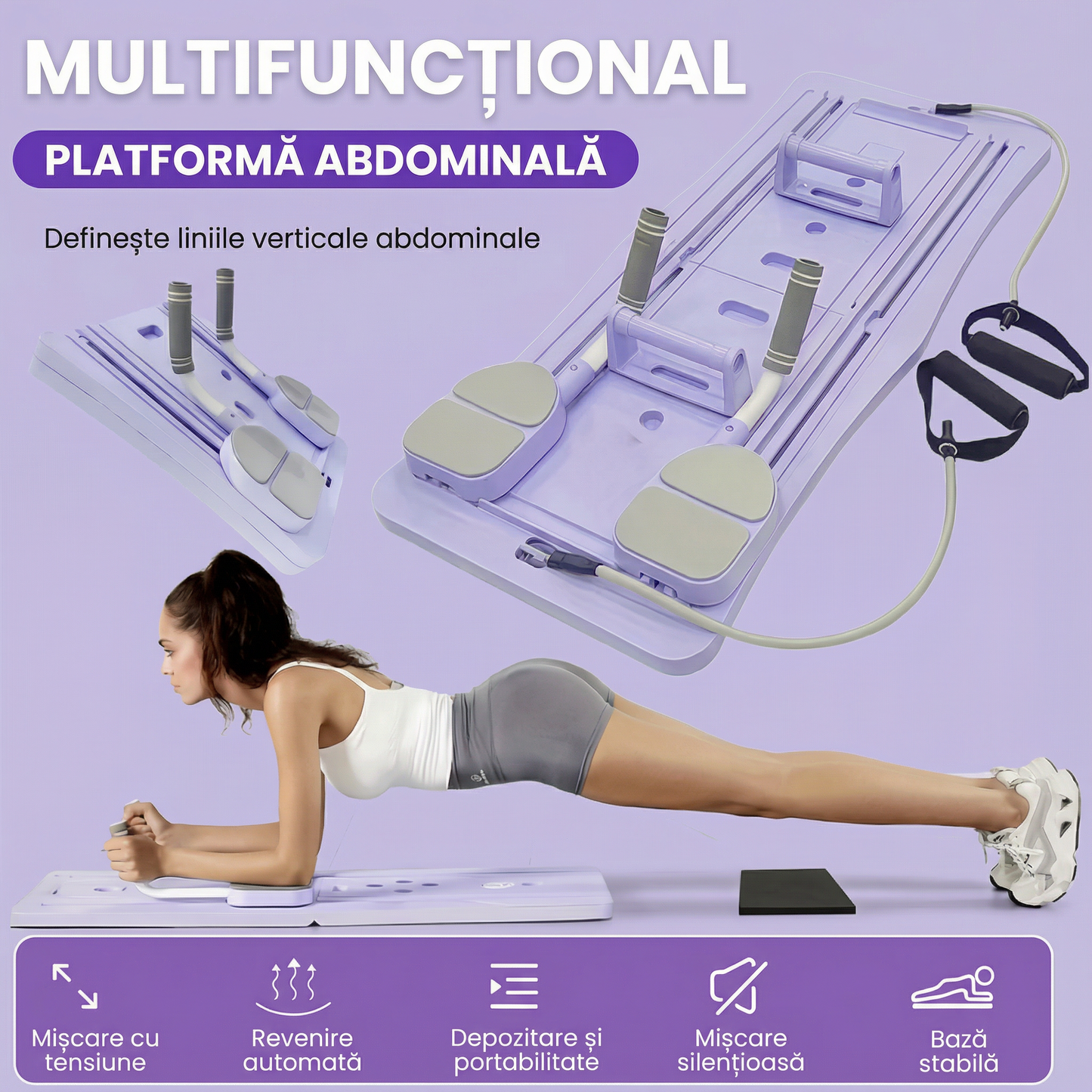 Placă de Fitness Multifuncțională 8-în-1 Pliabilă