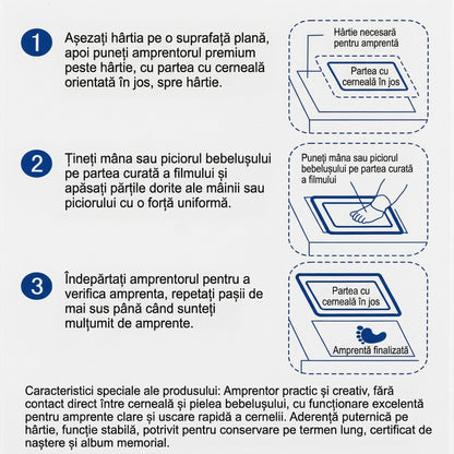 Set Amprente Bebeluș Premium – Ramă Foto + Ink Pad Fără