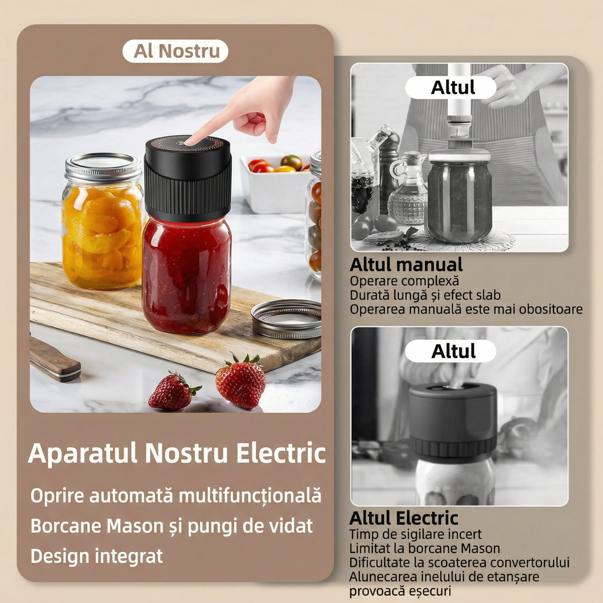 Dispozitiv electric pentru Vidare și Sigilarea Sticlelor și Borcanelor